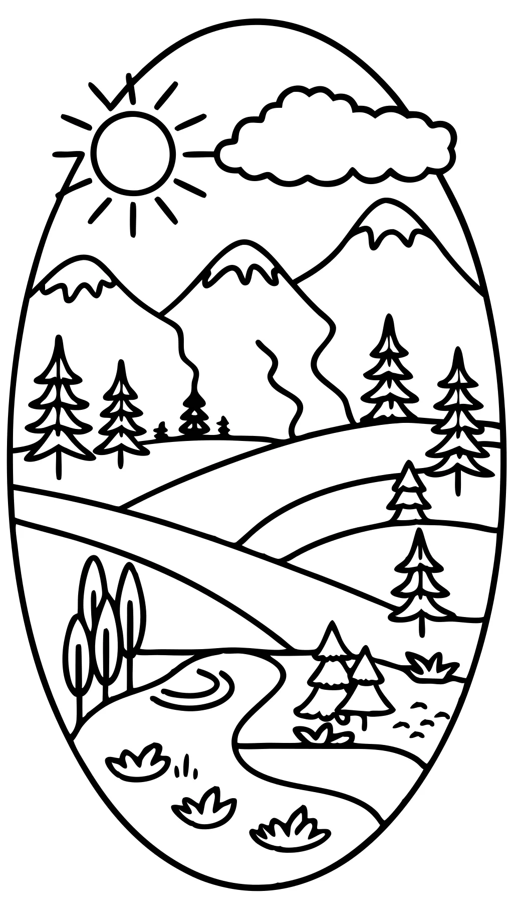 easy landscape coloring pages